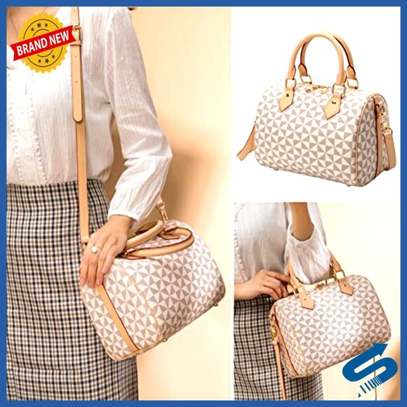 Large Vegan Leather Satchel Crossbody Bag with Multiple Pockets - Picture 2 of 7